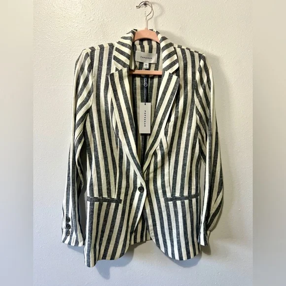 POPSUGAR NWT Striped Linen Blend Blazer - XS - Picture 6 of 10
